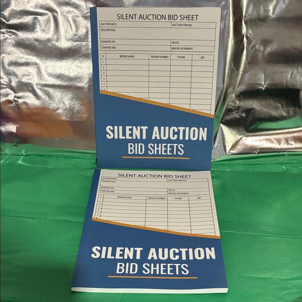 Silent Auction Bid Sheets - Blue and White